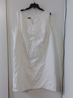 Talbots White Notch-Neck Sleeveless Tunic Dress